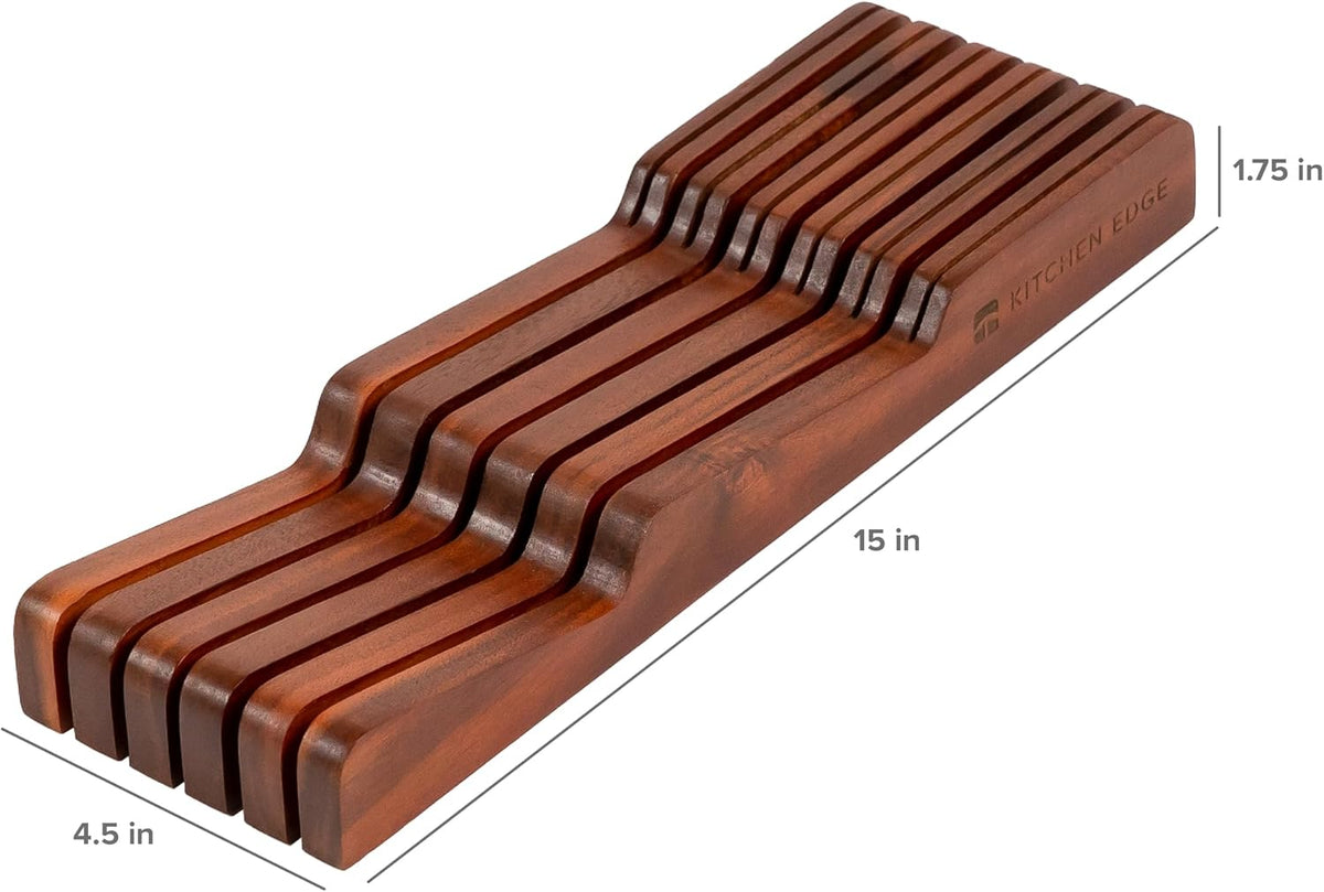 In-Drawer Knife Block Holder, 11 Slots, Bamboo | Fits most knife sizes, rubber feet, food-safe finish