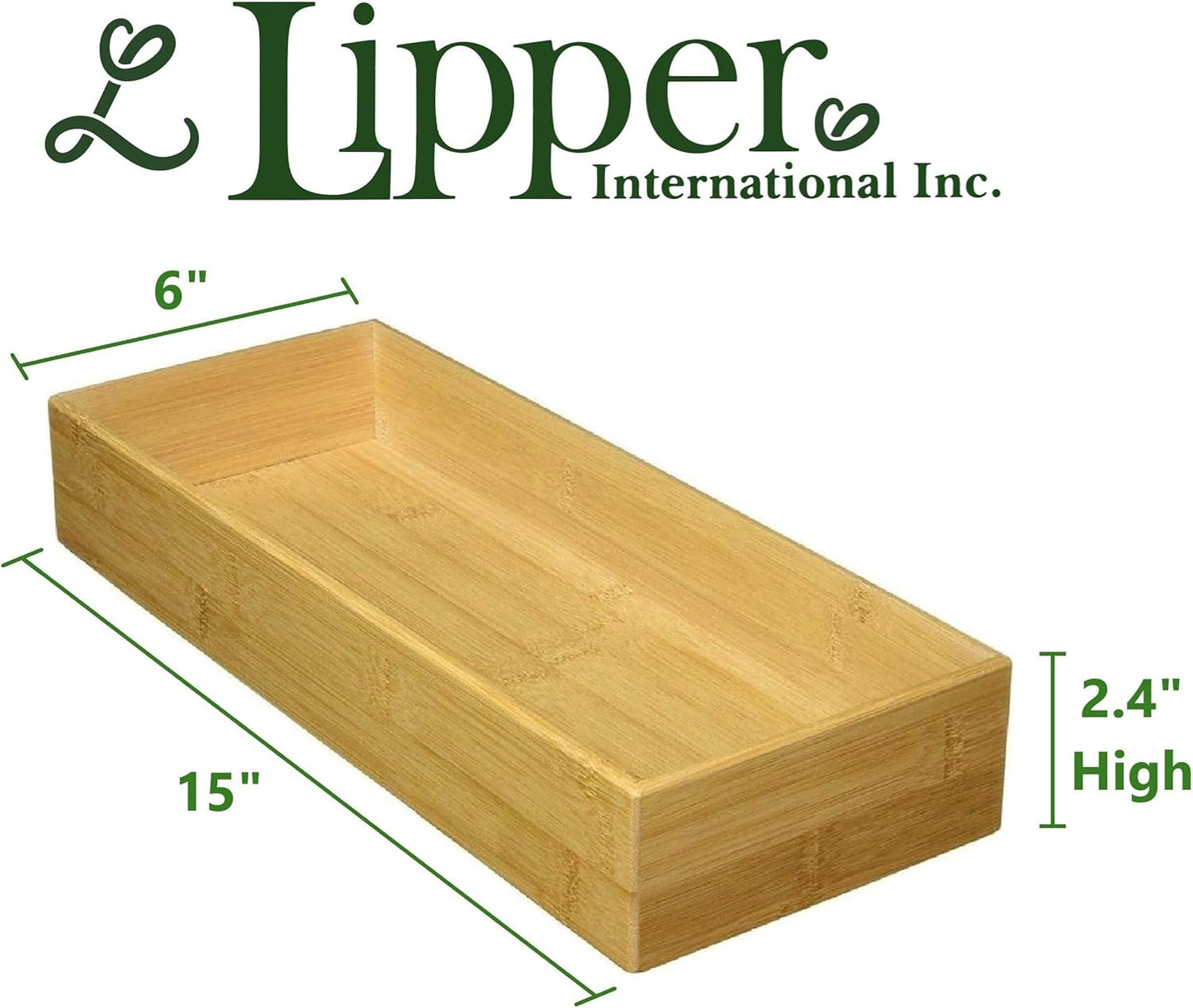 8386 Bamboo Wood Stacking Drawer Organizer Box, 15" x 6"