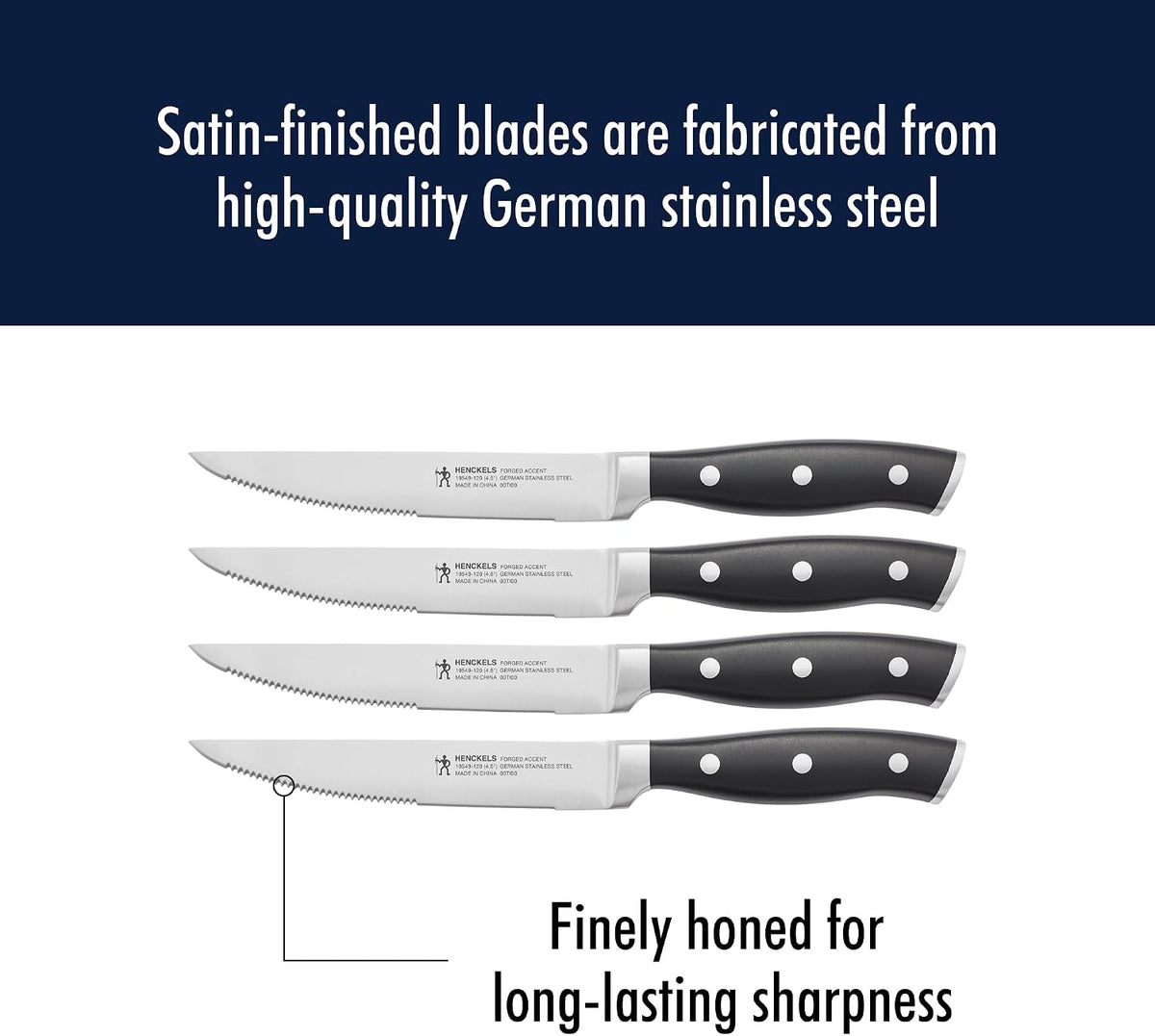 Forged Accent Steak Knives Set of 4 Razor-Sharp, German Engineered