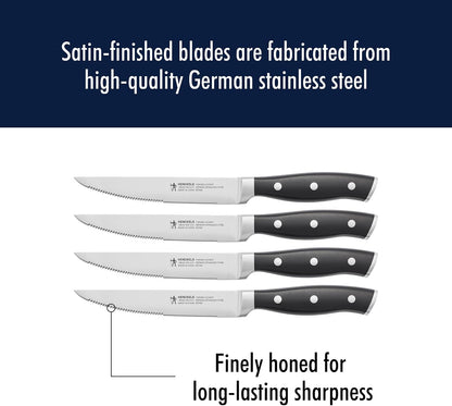 Forged Accent Steak Knives Set of 4 Razor-Sharp, German Engineered