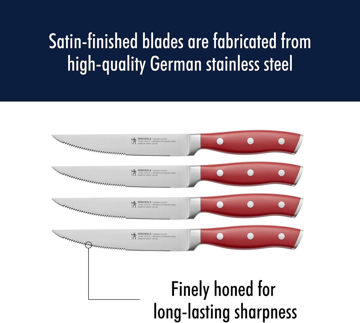 Forged Accent Steak Knives Set of 4 Razor-Sharp, German Engineered