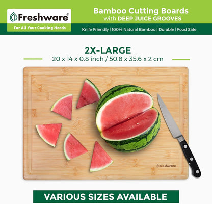 Bamboo Cutting Board Set of 3, Wooden Cutting Boards for Kitchen, Knife Friendly Food Grade Chopping Board, Lightweight with Hanging Hole for Easy Storage