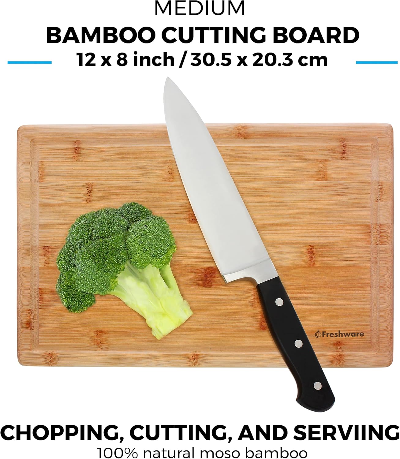 Bamboo Cutting Board Set of 3, Wooden Cutting Boards for Kitchen, Knife Friendly Food Grade Chopping Board, Lightweight with Hanging Hole for Easy Storage