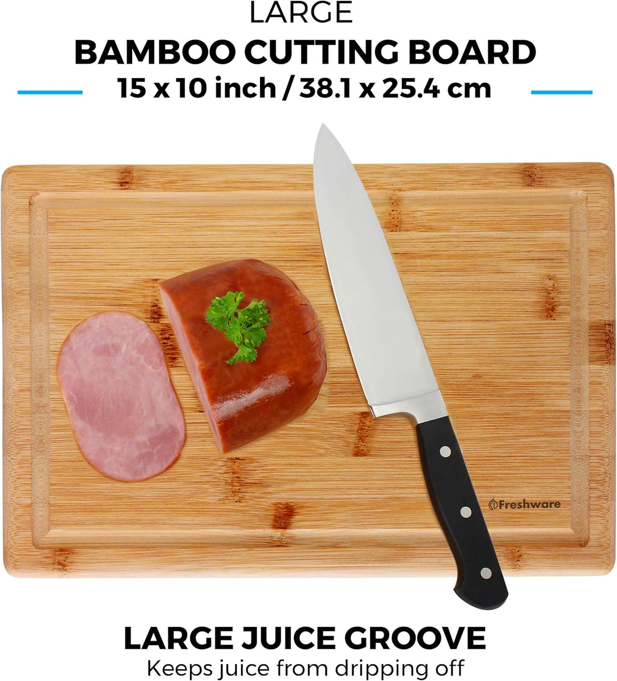 Bamboo Cutting Board Set of 3, Wooden Cutting Boards for Kitchen, Knife Friendly Food Grade Chopping Board, Lightweight with Hanging Hole for Easy Storage