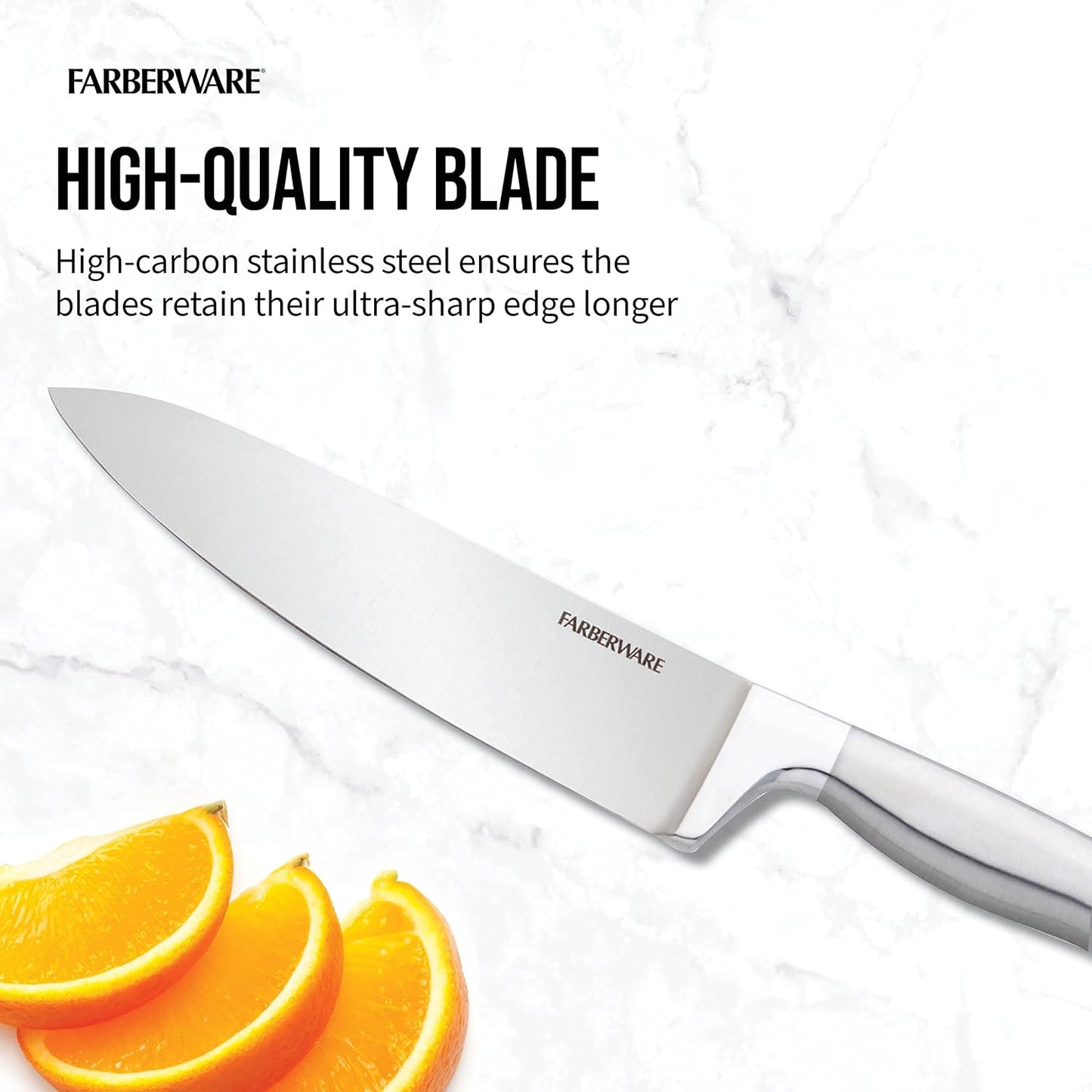 Self-Sharpening Knife Block Set, 13-Piece Kitchen Knife Set with EdgeKeeper Technology, High-Carbon Stainless Steel Blades, Ergonomic Hollow Handles, Black Wood Block