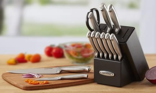 Self-Sharpening Knife Block Set, 13-Piece Kitchen Knife Set with EdgeKeeper Technology, High-Carbon Stainless Steel Blades, Ergonomic Hollow Handles, Black Wood Block