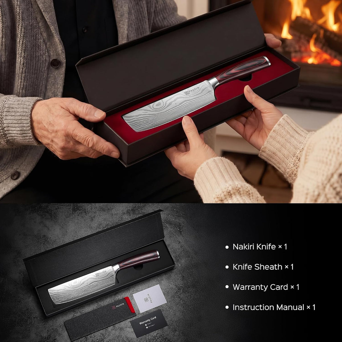 Nakiri Knife - 7" Razor Sharp Meat Cleaver and Vegetable Kitchen Knife, High Carbon Stainless Steel, Multipurpose Asian Chef Knife for Home and Kitchen with Ergonomic Handle