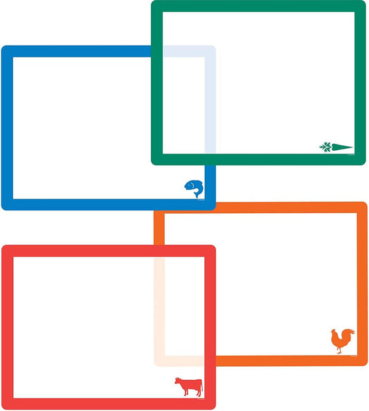 Cut N' Funnel Assorted Color Flexible Plastic Cutting Board Mats with Borders & Food Icons, 4 Pack 15" x 11.5" Made in the USA