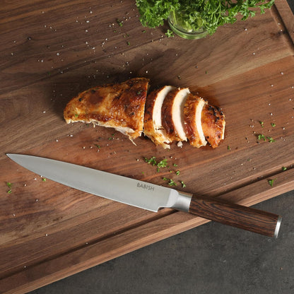 8-Inch Carving Knife – High-Carbon 1.4116 German Steel Slicing Knife with Dark Pakka Wood Handle, Full-Tang Razor Sharp Blade for Carving Meat, Turkey, Roast & BBQ