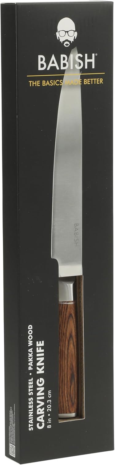 8-Inch Carving Knife – High-Carbon 1.4116 German Steel Slicing Knife with Dark Pakka Wood Handle, Full-Tang Razor Sharp Blade for Carving Meat, Turkey, Roast & BBQ