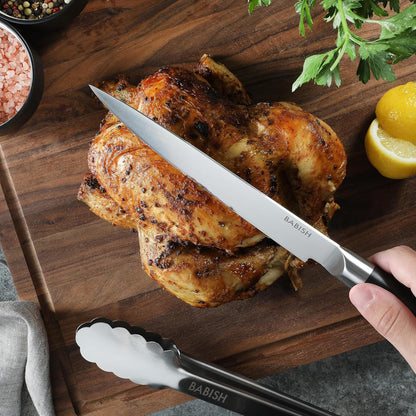 8-Inch Carving Knife – High-Carbon 1.4116 German Steel Slicing Knife with Dark Pakka Wood Handle, Full-Tang Razor Sharp Blade for Carving Meat, Turkey, Roast & BBQ