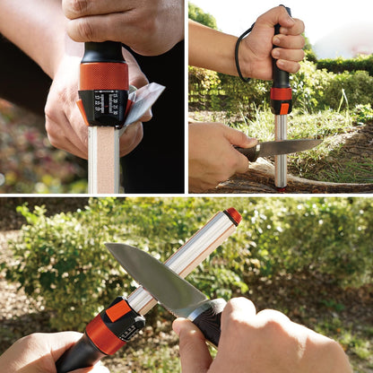 210N TRANSFOROD 11-In-1 Adjustable Angle Knife Sharpener with Monocrystalline Diamond & Ceramic Rods, Tapered Rod & Leather Strops, Premium Gift for Hunting & Outdoors