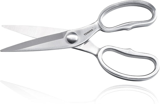 TONMA Kitchen Scissors All Purpose, Made in Japan, Stainless Steel, TK-2 | Full Metal Japanese Kitchen Shears Heavy Duty with Micro Serrated, Cooking Scissors for Food Ergonomic Design Dishwasher Safe
