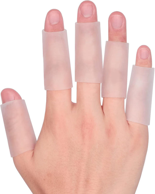 20 PCS Gel Finger Sleeve Protectors - Silicone Finger Sleeves Cushions and Protects - Finger Cots Bandages Provide Relief for Finger Cracking, Corns, Blisters and Calluses Protect (Clear)