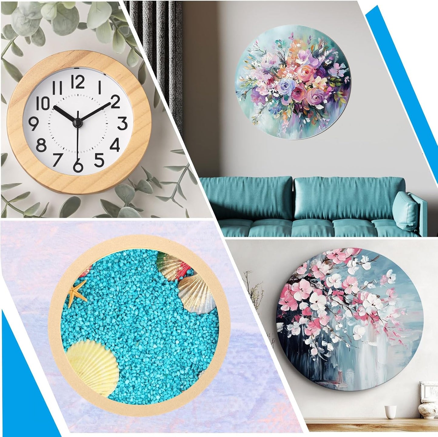 8" Round Wood Canvas Panels, 6pcs Unfinished Wood Plaque Disc Circle Board for Craft Projects, Art Painting, Carving, Engraving, DIY