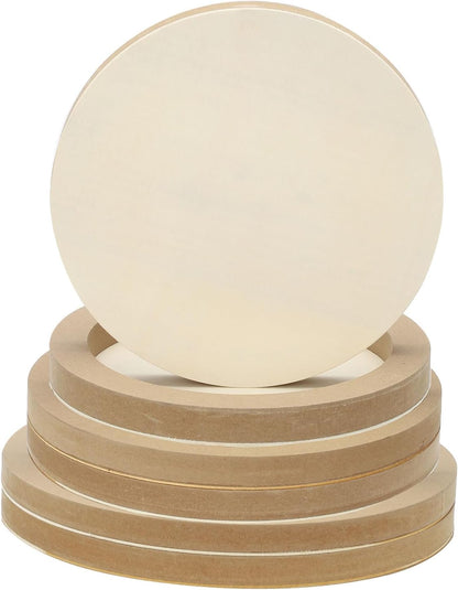 8" Round Wood Canvas Panels, 6pcs Unfinished Wood Plaque Disc Circle Board for Craft Projects, Art Painting, Carving, Engraving, DIY