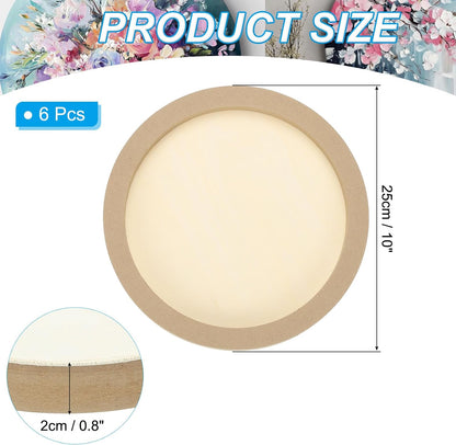 8" Round Wood Canvas Panels, 6pcs Unfinished Wood Plaque Disc Circle Board for Craft Projects, Art Painting, Carving, Engraving, DIY