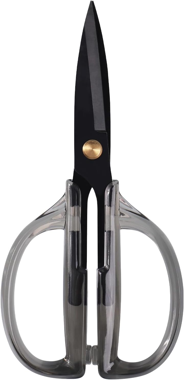 Kitchen Shears Scissors, 7.7inch Gold Titanium Plated Scissor-Meat and Poultry Shears, Dishwasher Safe, Acrylic Handel All Purpose Stainless Steel Utility Scissor - Diamond Clear