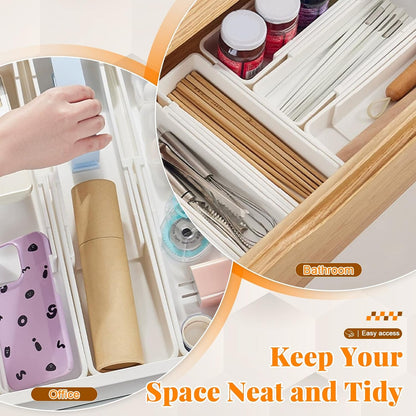 Expandable Drawer Organizer for Deep Drawers, Adjustable Sliding Tray for Kitchen Utensils, Cooking Tools and Small Accessories