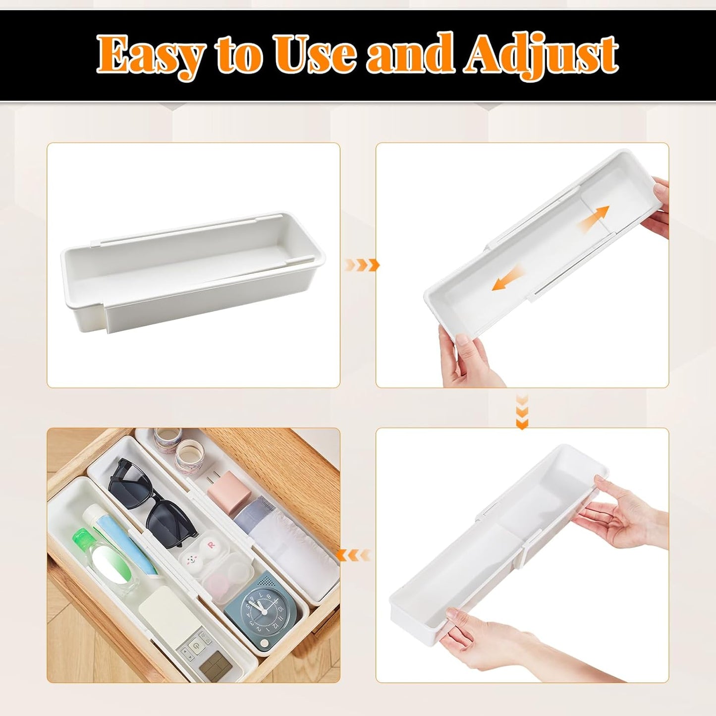 Expandable Drawer Organizer for Deep Drawers, Adjustable Sliding Tray for Kitchen Utensils, Cooking Tools and Small Accessories