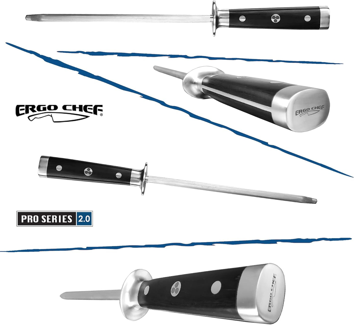 Pro Series 2.0 Knife Sharpener - 9'' Magnetized Stainless Steel Honing Rod with Black Pakkawood Handle - Ideal for Home and Professional Knife Maintenance
