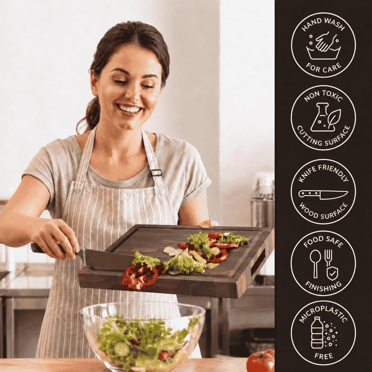 Cutting Board for Kitchen – Wood Cutting Board, Non Toxic Butcher Block, Cutting Boards with Juice Groove & Handles, Charcuterie Board – 10" x 13.75" x 1.75" (Pyrowood)
