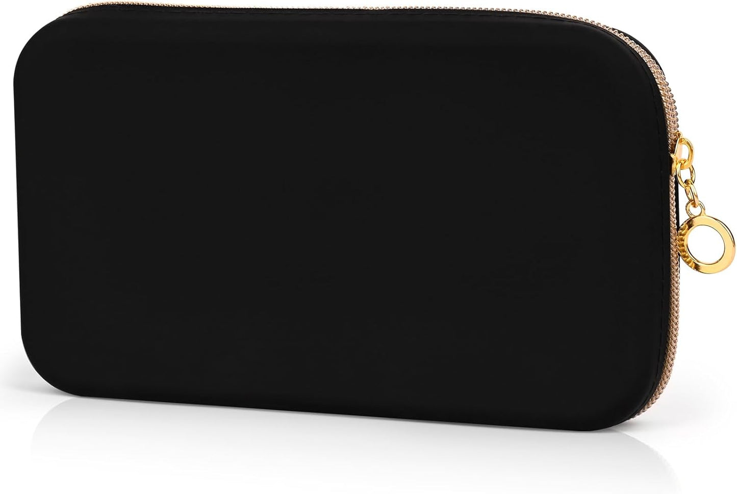 Travel Makeup Brush Holder, Silicone Makeup Brush Bag with Zipper Closure, Makeup Brushes Organizer Case Washable Makeup Pouch Holder Case for Daily, Work, Essentials（Black）