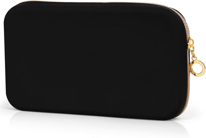 Travel Makeup Brush Holder, Silicone Makeup Brush Bag with Zipper Closure, Makeup Brushes Organizer Case Washable Makeup Pouch Holder Case for Daily, Work, Essentials（Black）