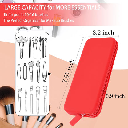 Travel Makeup Brush Holder, Silicone Makeup Brush Bag with Zipper Closure, Makeup Brushes Organizer Case Washable Makeup Pouch Holder Case for Daily, Work, Essentials（Black）