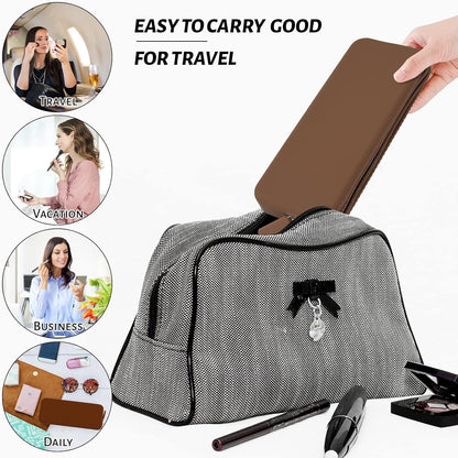 Travel Makeup Brush Holder, Silicone Makeup Brush Bag with Zipper Closure, Makeup Brushes Organizer Case Washable Makeup Pouch Holder Case for Daily, Work, Essentials（Black）