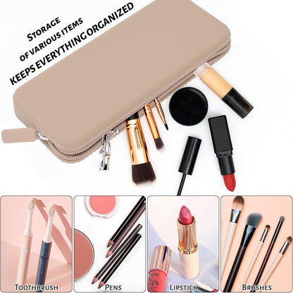 Travel Makeup Brush Holder, Silicone Makeup Brush Bag with Zipper Closure, Makeup Brushes Organizer Case Washable Makeup Pouch Holder Case for Daily, Work, Essentials（Black）