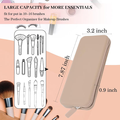 Travel Makeup Brush Holder, Silicone Makeup Brush Bag with Zipper Closure, Makeup Brushes Organizer Case Washable Makeup Pouch Holder Case for Daily, Work, Essentials（Black）