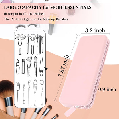 Travel Makeup Brush Holder, Silicone Makeup Brush Bag with Zipper Closure, Makeup Brushes Organizer Case Washable Makeup Pouch Holder Case for Daily, Work, Essentials（Black）