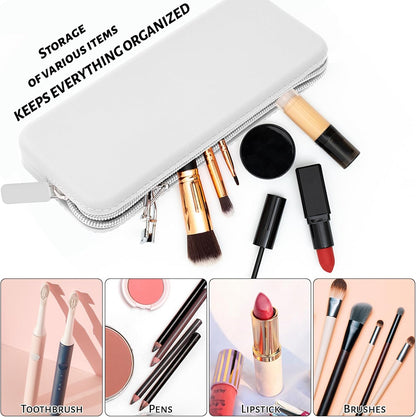 Travel Makeup Brush Holder, Silicone Makeup Brush Bag with Zipper Closure, Makeup Brushes Organizer Case Washable Makeup Pouch Holder Case for Daily, Work, Essentials（Black）