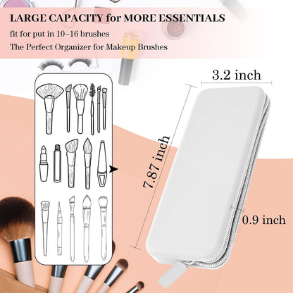 Travel Makeup Brush Holder, Silicone Makeup Brush Bag with Zipper Closure, Makeup Brushes Organizer Case Washable Makeup Pouch Holder Case for Daily, Work, Essentials（Black）