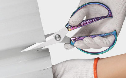 Fish pattern Powerful kitchen scissors professional Heavy Duty Multi-Purpose pretty Color rainbow Titanium Coating Forged Stainless Steel fish bones Shears Office Home scissors