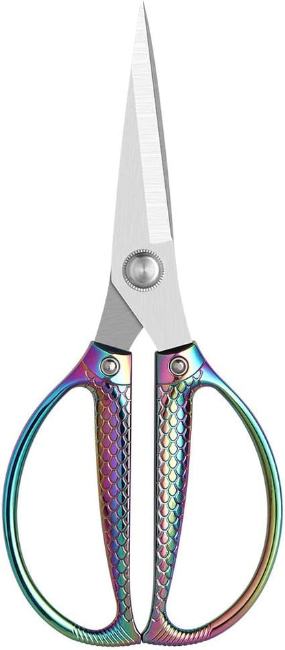 Fish pattern Powerful kitchen scissors professional Heavy Duty Multi-Purpose pretty Color rainbow Titanium Coating Forged Stainless Steel fish bones Shears Office Home scissors