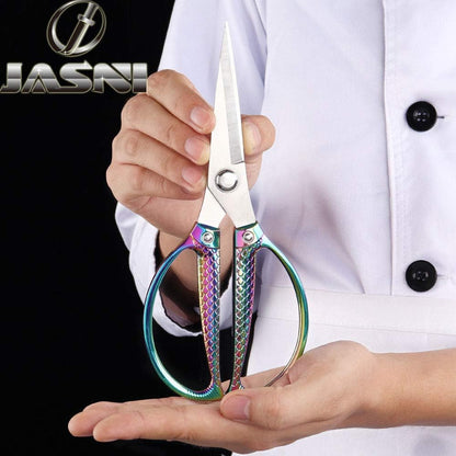 Fish pattern Powerful kitchen scissors professional Heavy Duty Multi-Purpose pretty Color rainbow Titanium Coating Forged Stainless Steel fish bones Shears Office Home scissors
