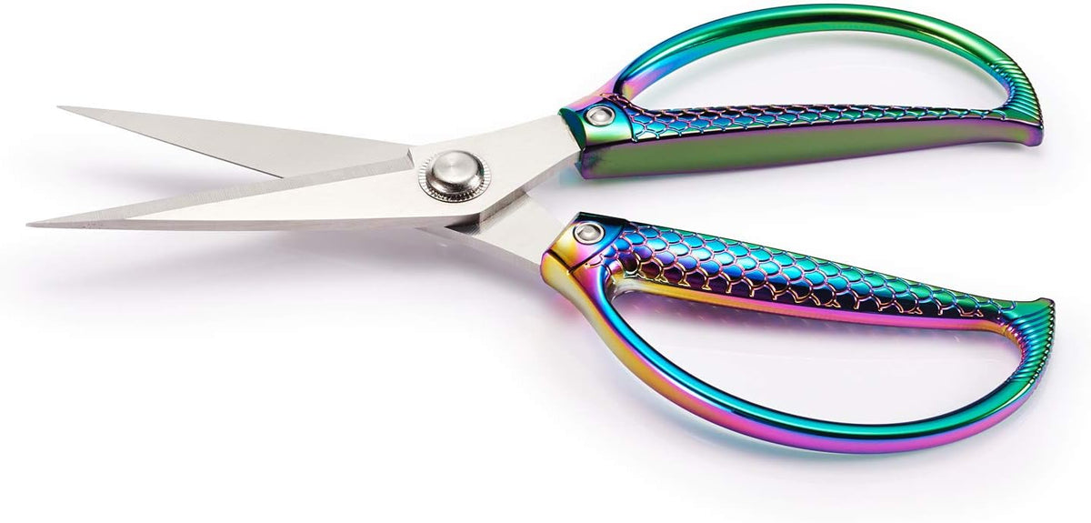Fish pattern Powerful kitchen scissors professional Heavy Duty Multi-Purpose pretty Color rainbow Titanium Coating Forged Stainless Steel fish bones Shears Office Home scissors