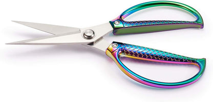 Fish pattern Powerful kitchen scissors professional Heavy Duty Multi-Purpose pretty Color rainbow Titanium Coating Forged Stainless Steel fish bones Shears Office Home scissors