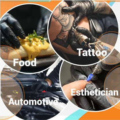 Nitrile Gloves Disposable Latex Free | 4 Mil Powder Free, Food Safe, Kitchen & Medical - Cleaning & Tattoo Supplies