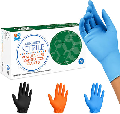 Nitrile Gloves Disposable Latex Free | 4 Mil Powder Free, Food Safe, Kitchen & Medical - Cleaning & Tattoo Supplies