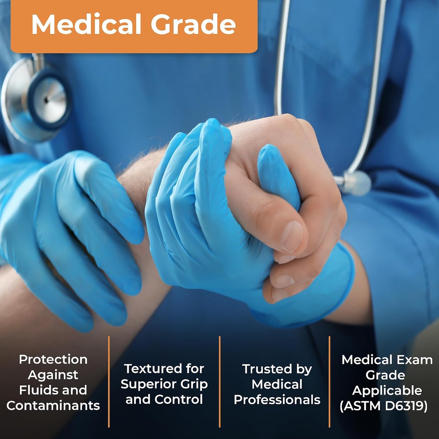Nitrile Gloves Disposable Latex Free | 4 Mil Powder Free, Food Safe, Kitchen & Medical - Cleaning & Tattoo Supplies