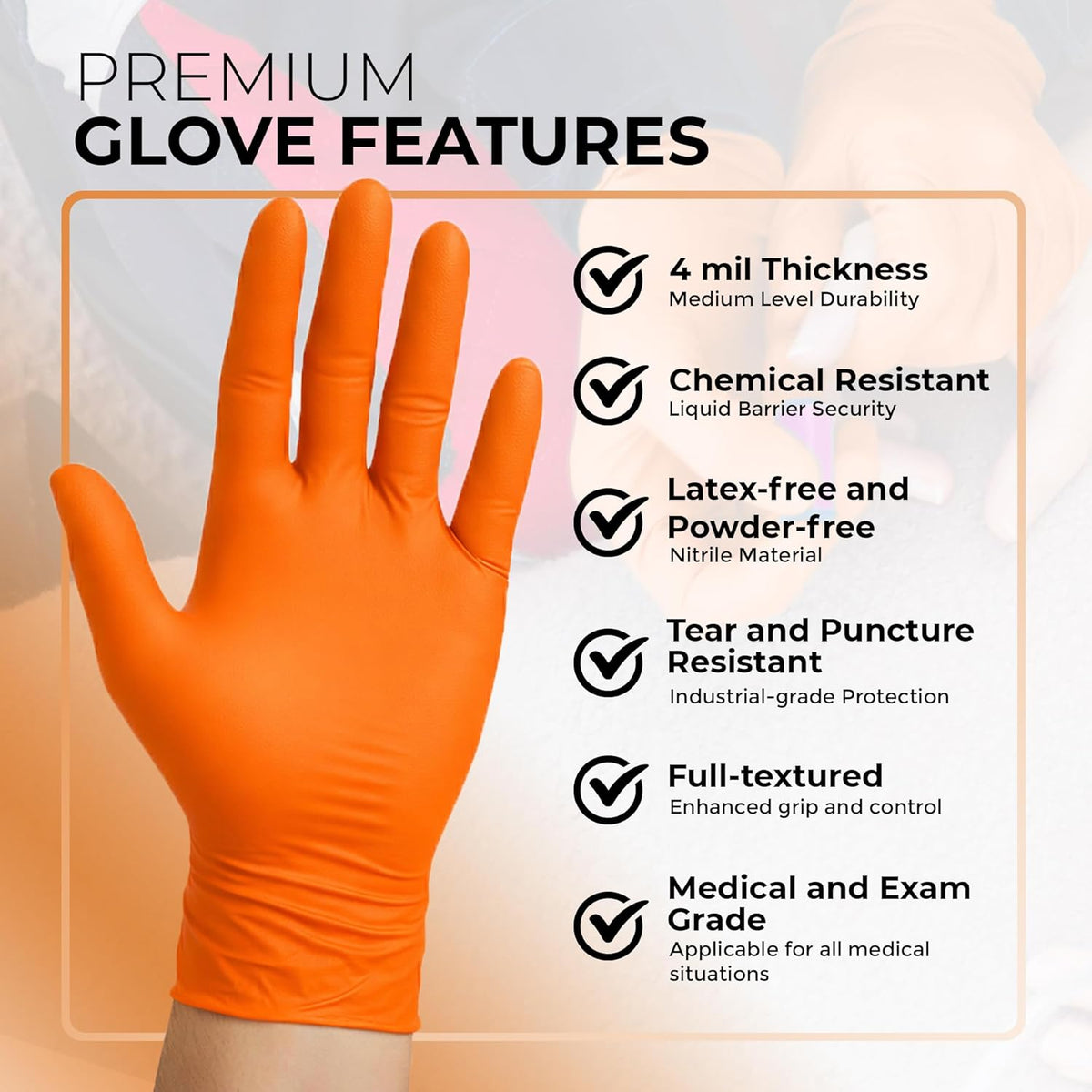 Nitrile Gloves Disposable Latex Free | 4 Mil Powder Free, Food Safe, Kitchen & Medical - Cleaning & Tattoo Supplies