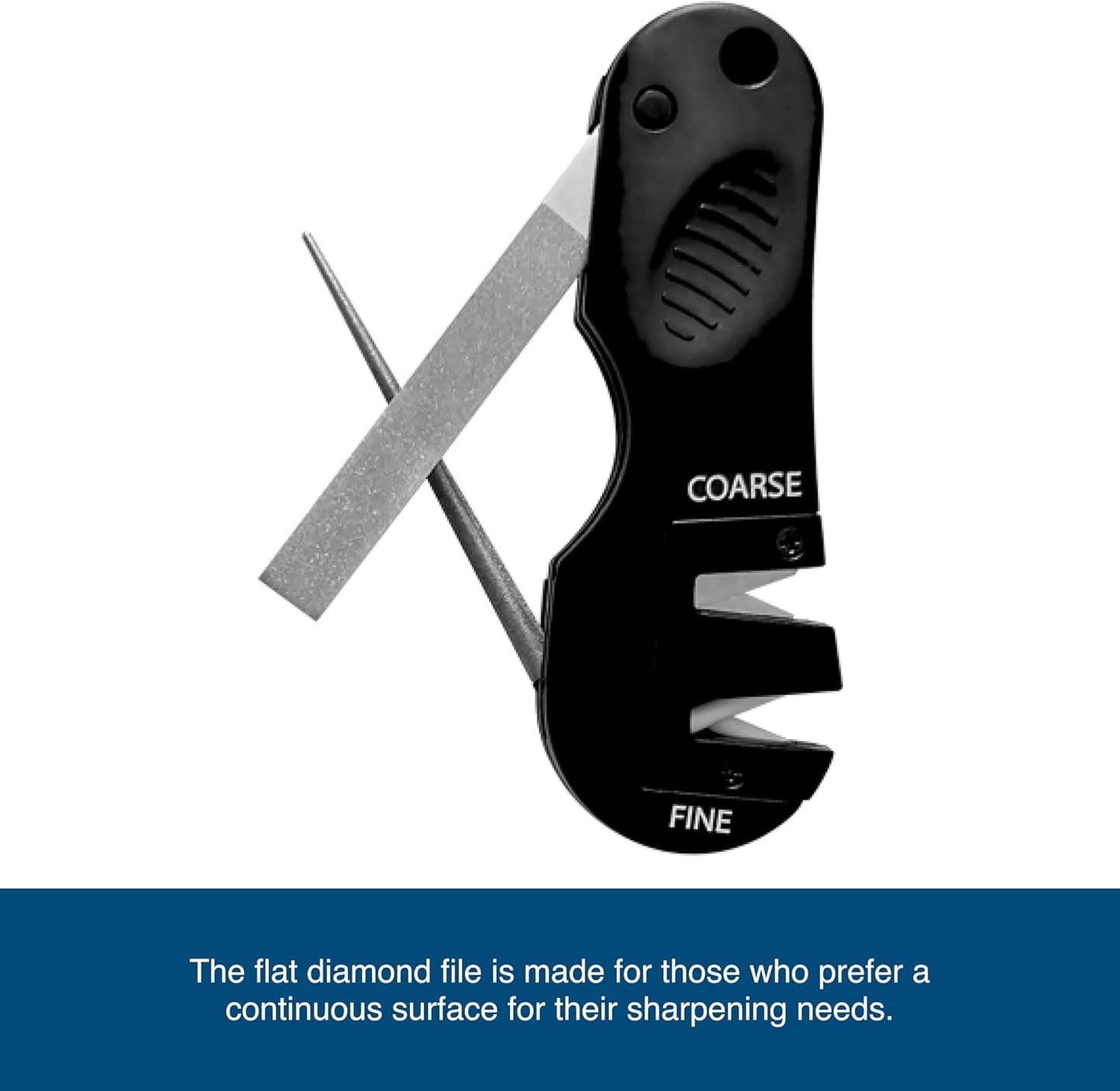 AccuSharp 4-in-1 Knife & Tool Sharpener, Coarse Tungsten Carbide Sharpening Blade & Ceramic Rod with Retractable Diamond-Tapered Rod for Knives, Fish Hooks & Tools, Orange