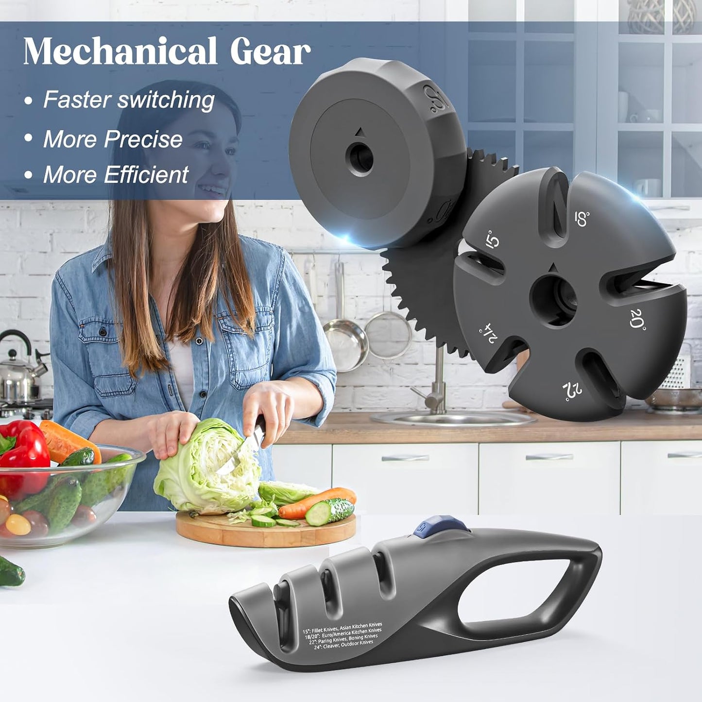 5-Angle Adjustable Knife Sharpener,Handheld Pocket Knife Sharpener, Suitable for all knives including kitchen knives, scissors, outdoor knives.