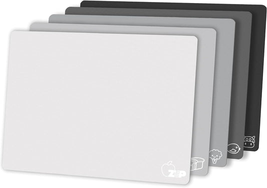Flexible Plastic Cutting Board Set of 5 Gradient Color, Colorful Chopping Boards, BPA Free Mats, Non-Slip, Dishwasher Safe, 15x12 Inch, Gray Neutral Colors