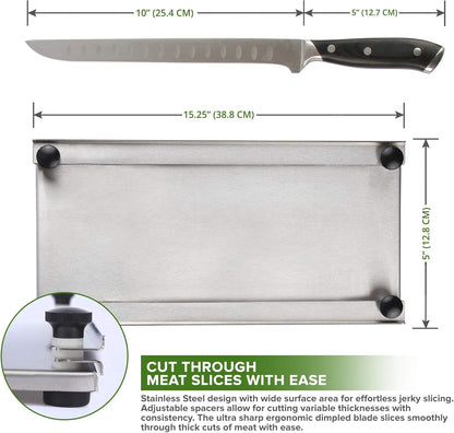 Meat slicer Stainless Steel Jerky Maker Cutting Board With 10-Inch Professional Slicing and Carving Knife