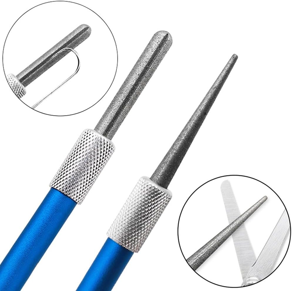 2Pcs Serrated Knife Sharpener, Retractable Diamond Sharpening Rod Portable Pocket Knife Steel Sharpener Rod Multifunctional Knife Sharpening Tool for Outdoor Kitchen Fishing Hunting