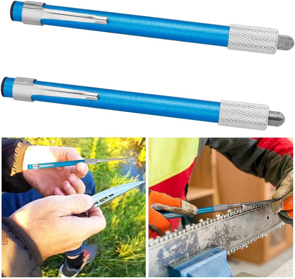 2Pcs Serrated Knife Sharpener, Retractable Diamond Sharpening Rod Portable Pocket Knife Steel Sharpener Rod Multifunctional Knife Sharpening Tool for Outdoor Kitchen Fishing Hunting